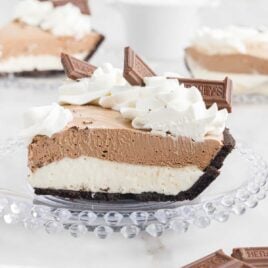 close up shot of a slice of Hershey Pie on a plate