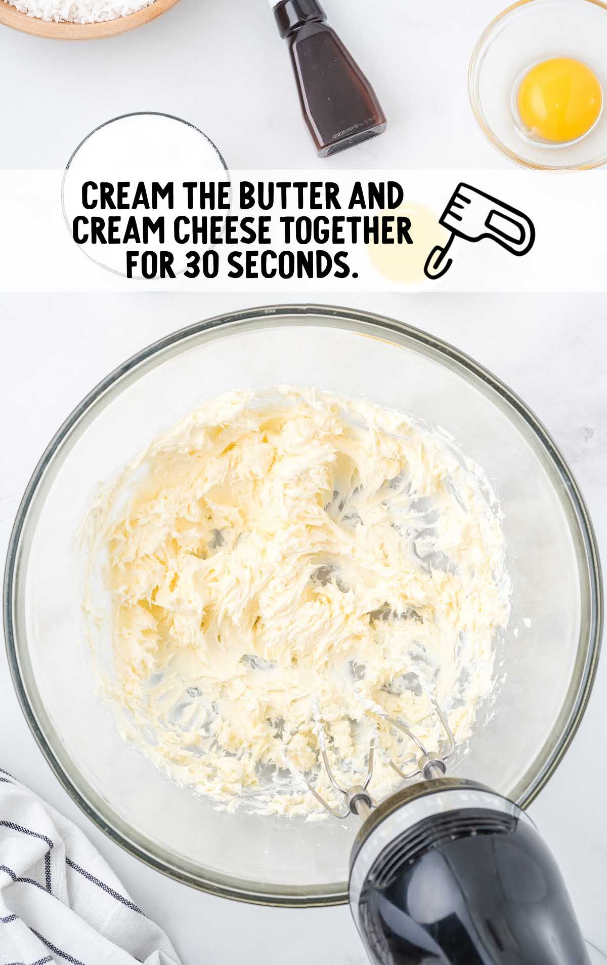 cream butter and cream cheese blended in a bowl
