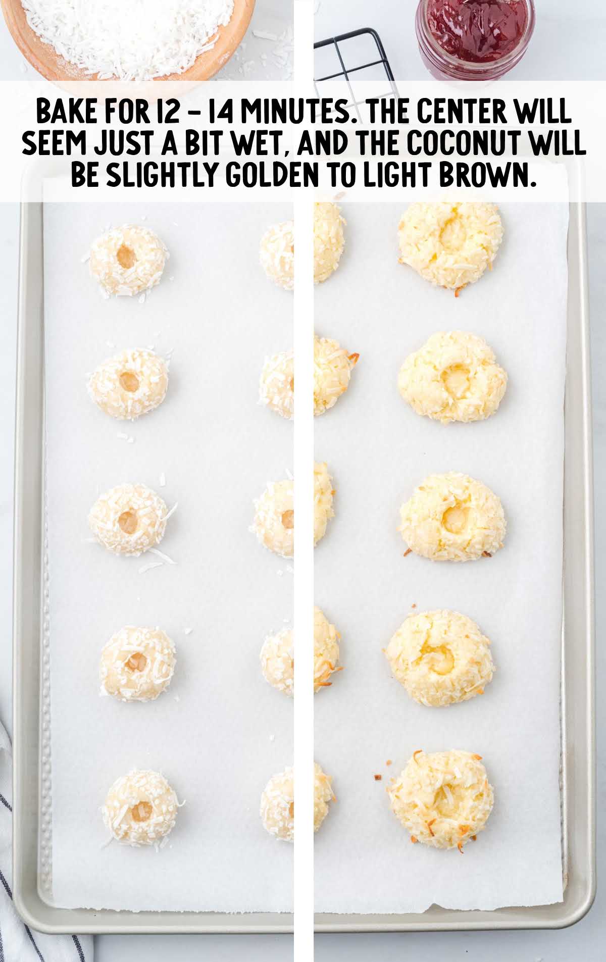 baked Jeweled Coconut Drops on a baking pan