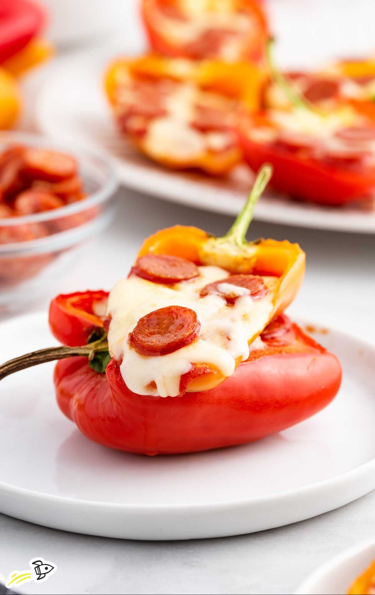 close up shot of Sweet Pepper Pizza Bites on a plate