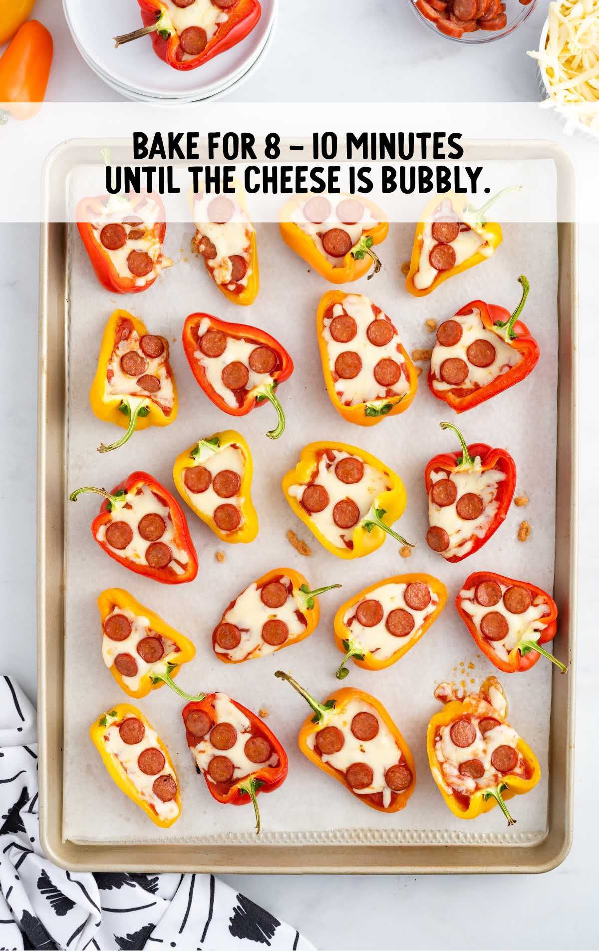 Sweet Pepper Pizza Bites baked in a baking tray