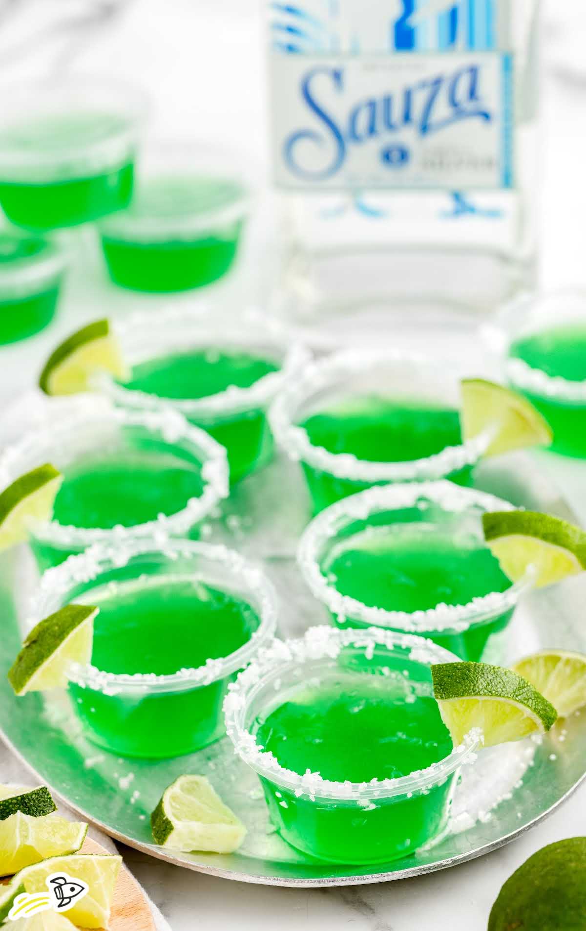a close up shot of Tequila Jello Shots on a tray