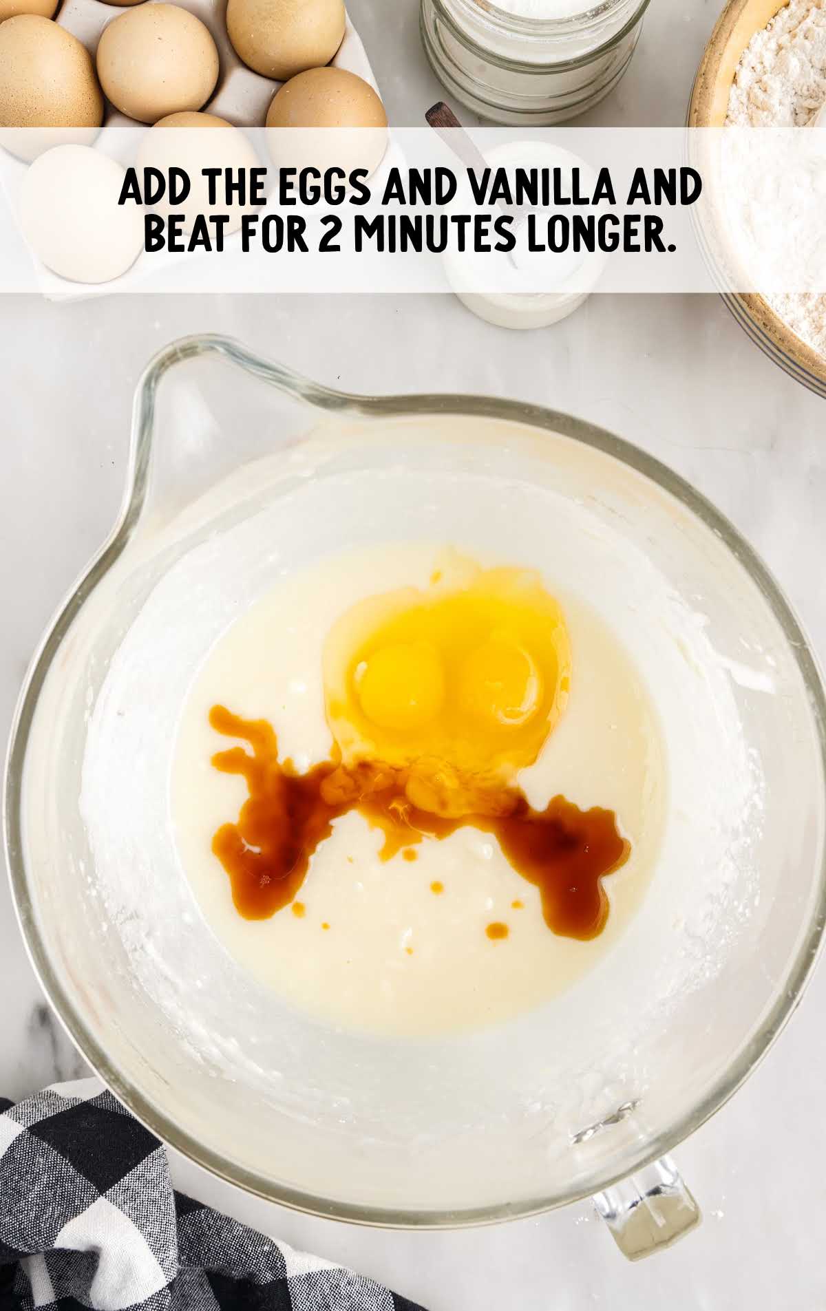 eggs and vanilla combined in a measuring cup