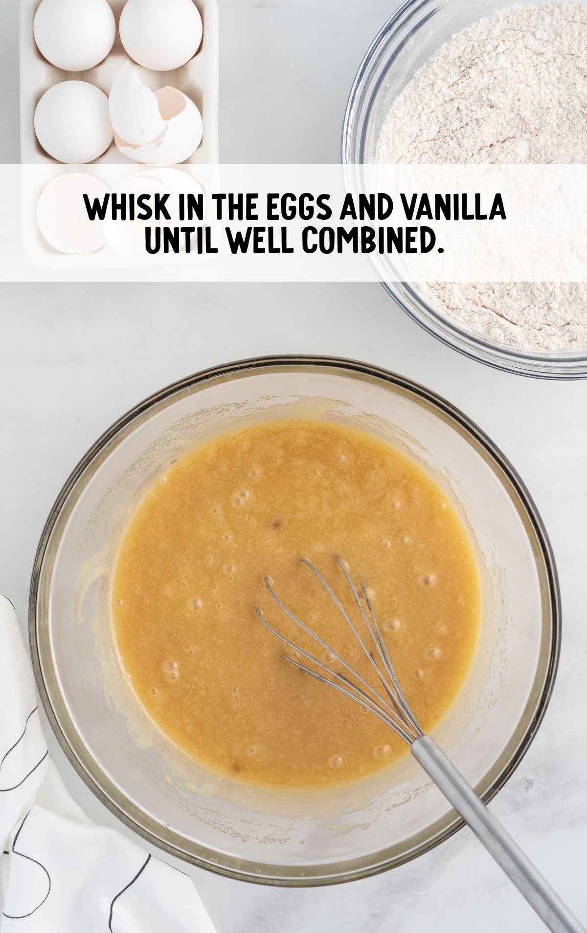eggs and vanilla whisked in a bowl