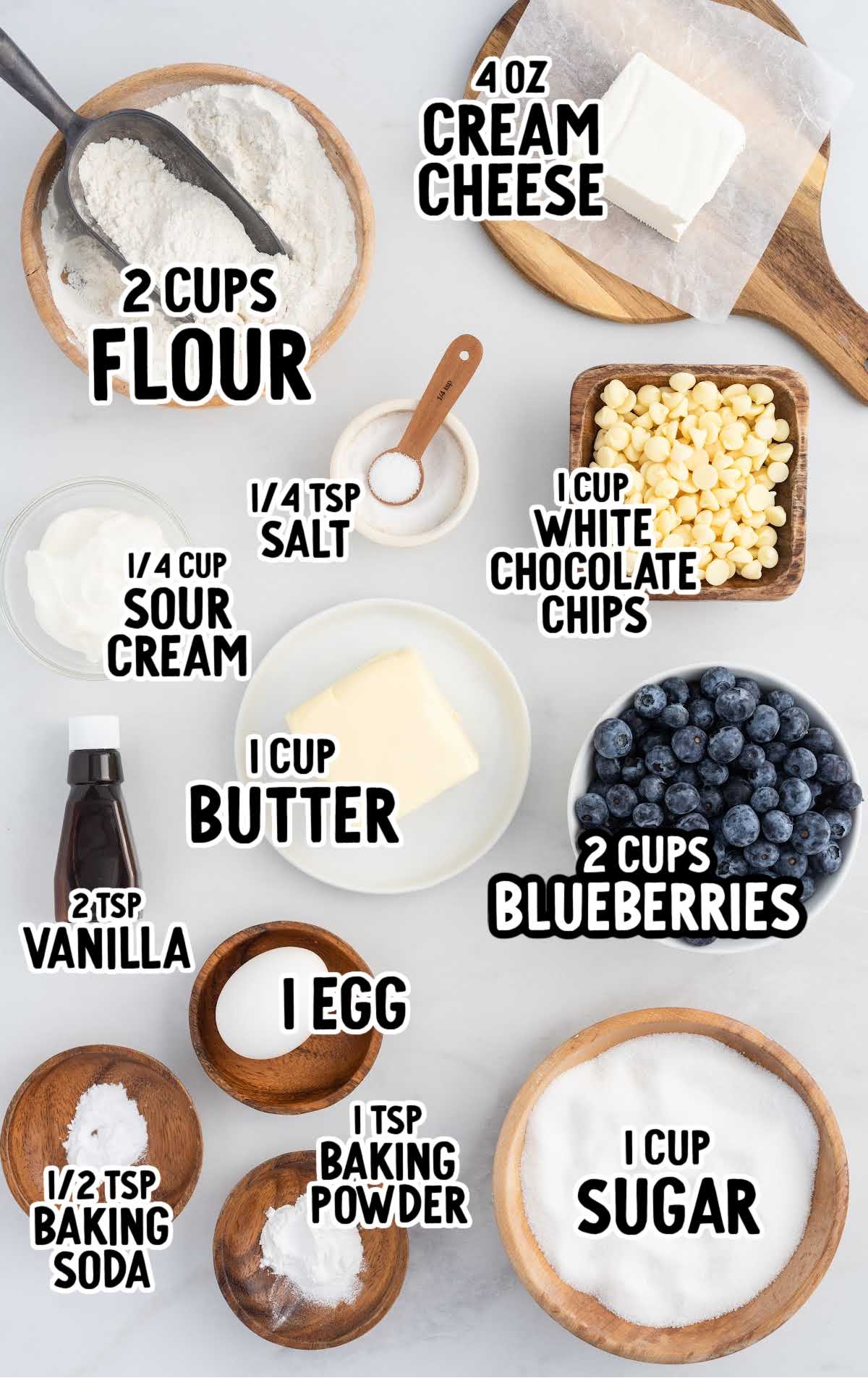Blueberry Cheesecake Cookies raw ingredients that are labeled