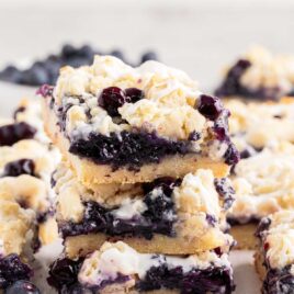 close up shot of blueberry pie bars