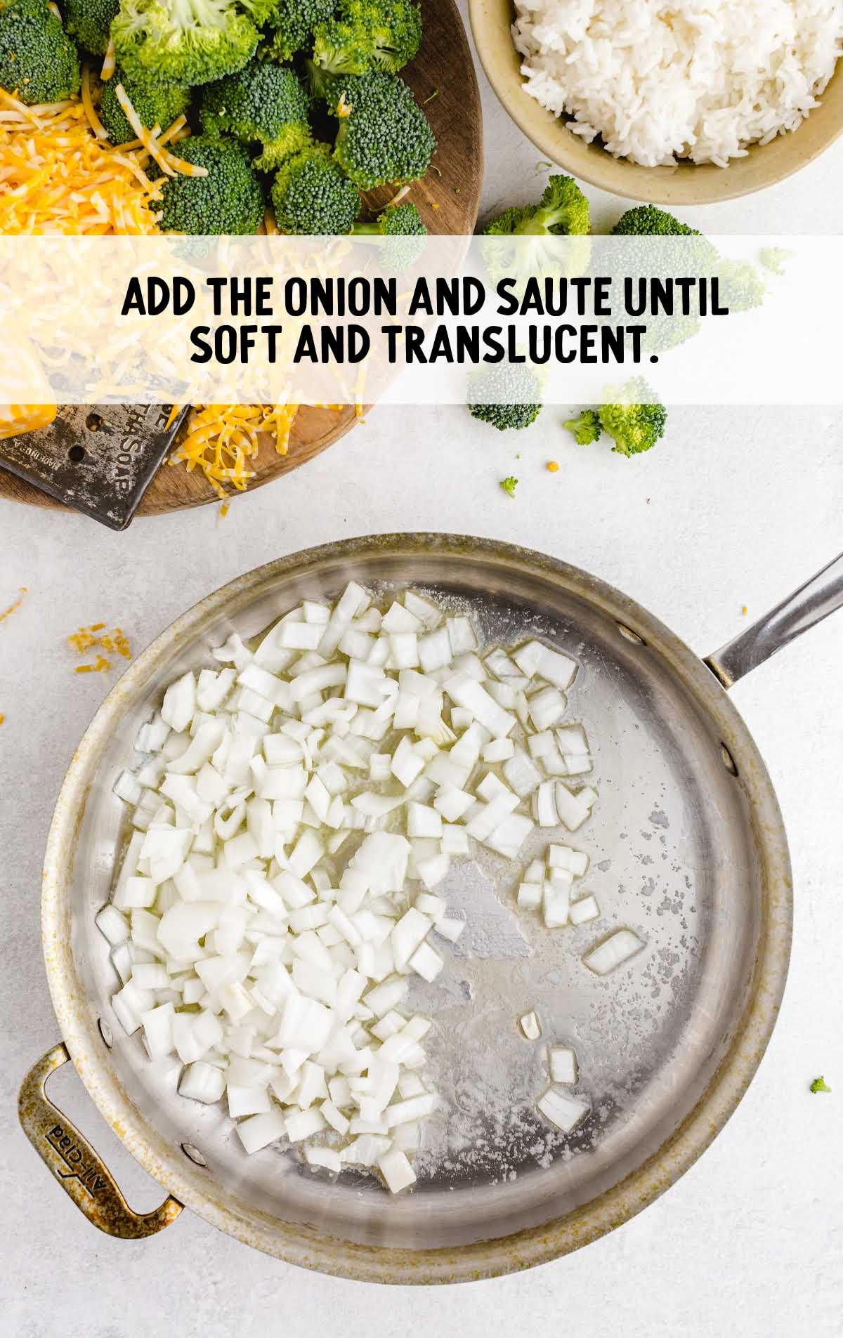 onions sautéed in a pan