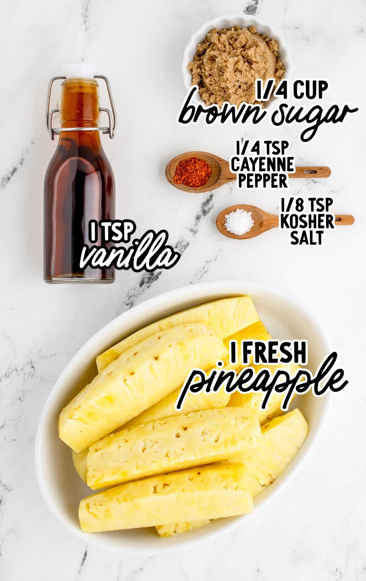 Brown Sugar Grilled Pineapple raw ingredients that are labeled
