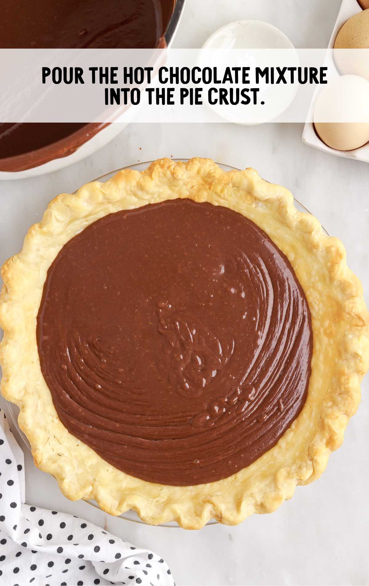 chocolate mixture poured into the pie crust