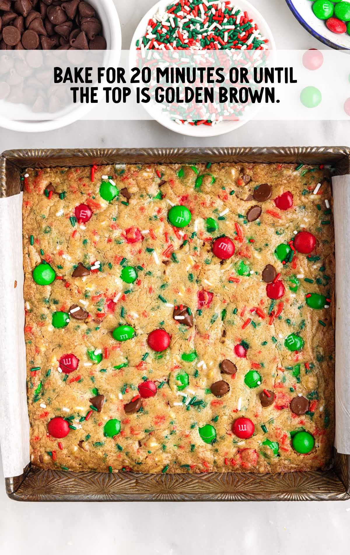 Christmas Cookie Bars baked until top is golden