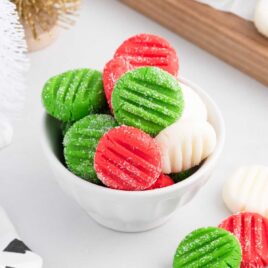 close up shot of Christmas Mints in a bowl