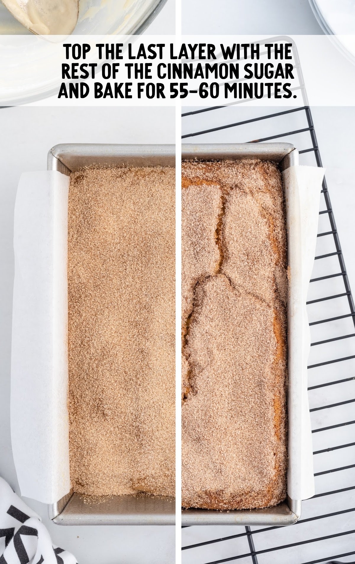 top layer with cinnamon sugar and baked in a baking dish