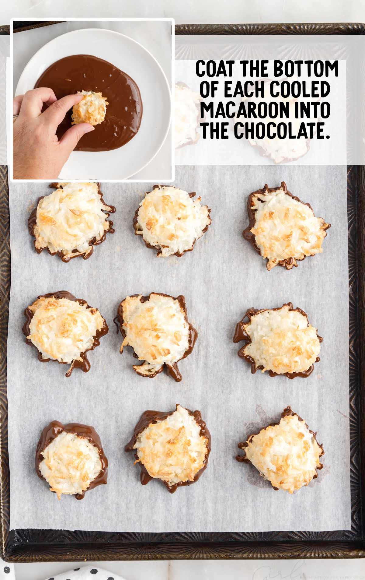 coat the bottom of each macaroon on a cookie sheet