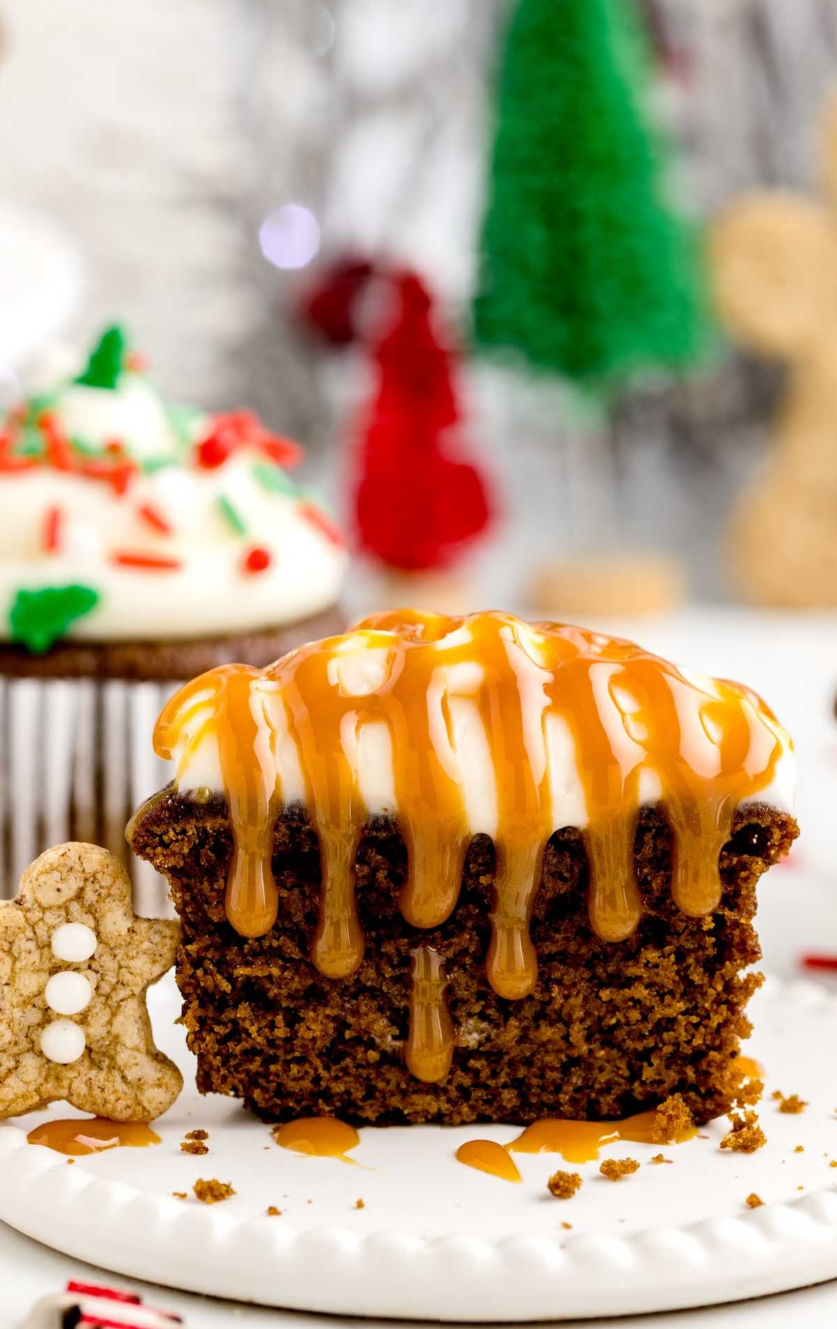 close up shot of a Gingerbread Cupcake on a plate