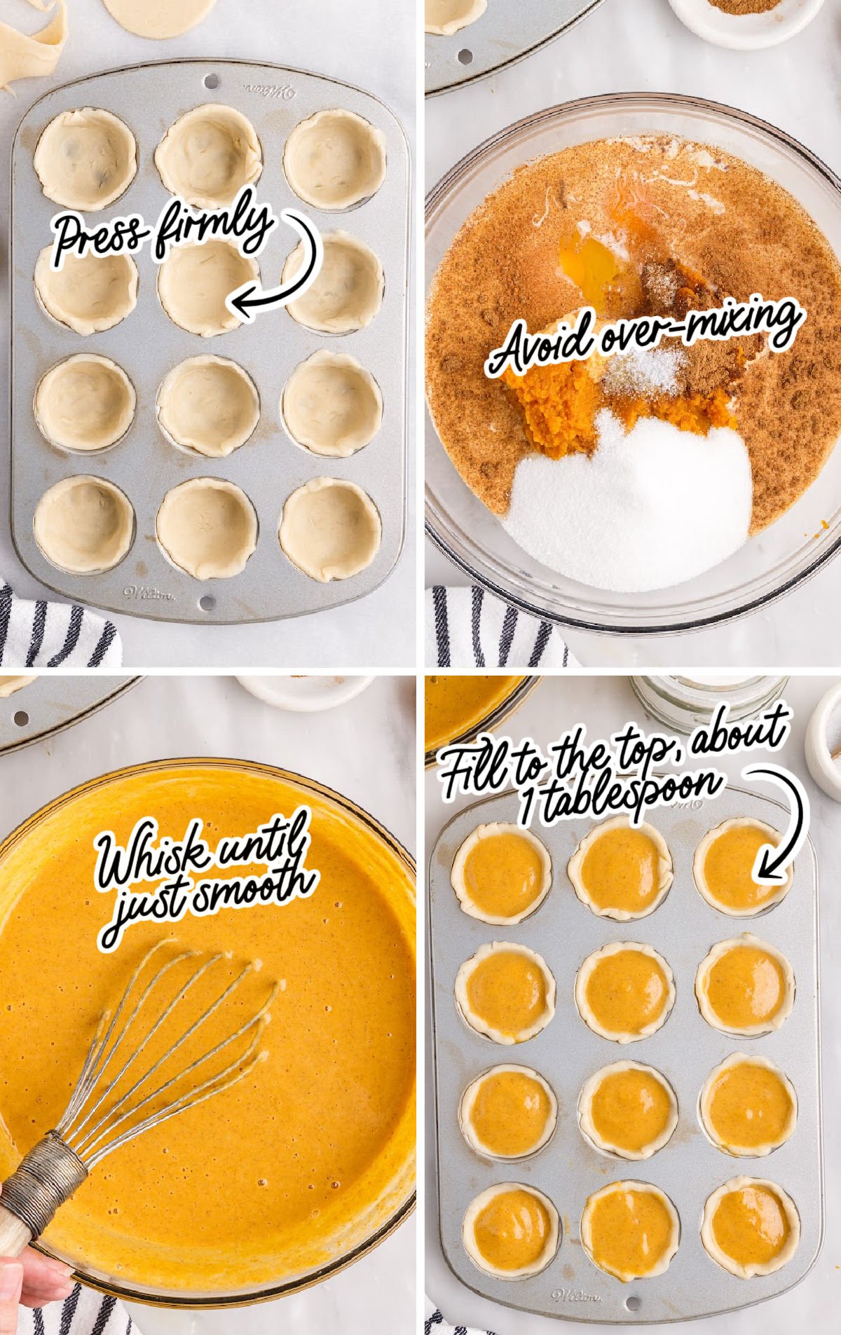 step by step making pumpkin mini pies