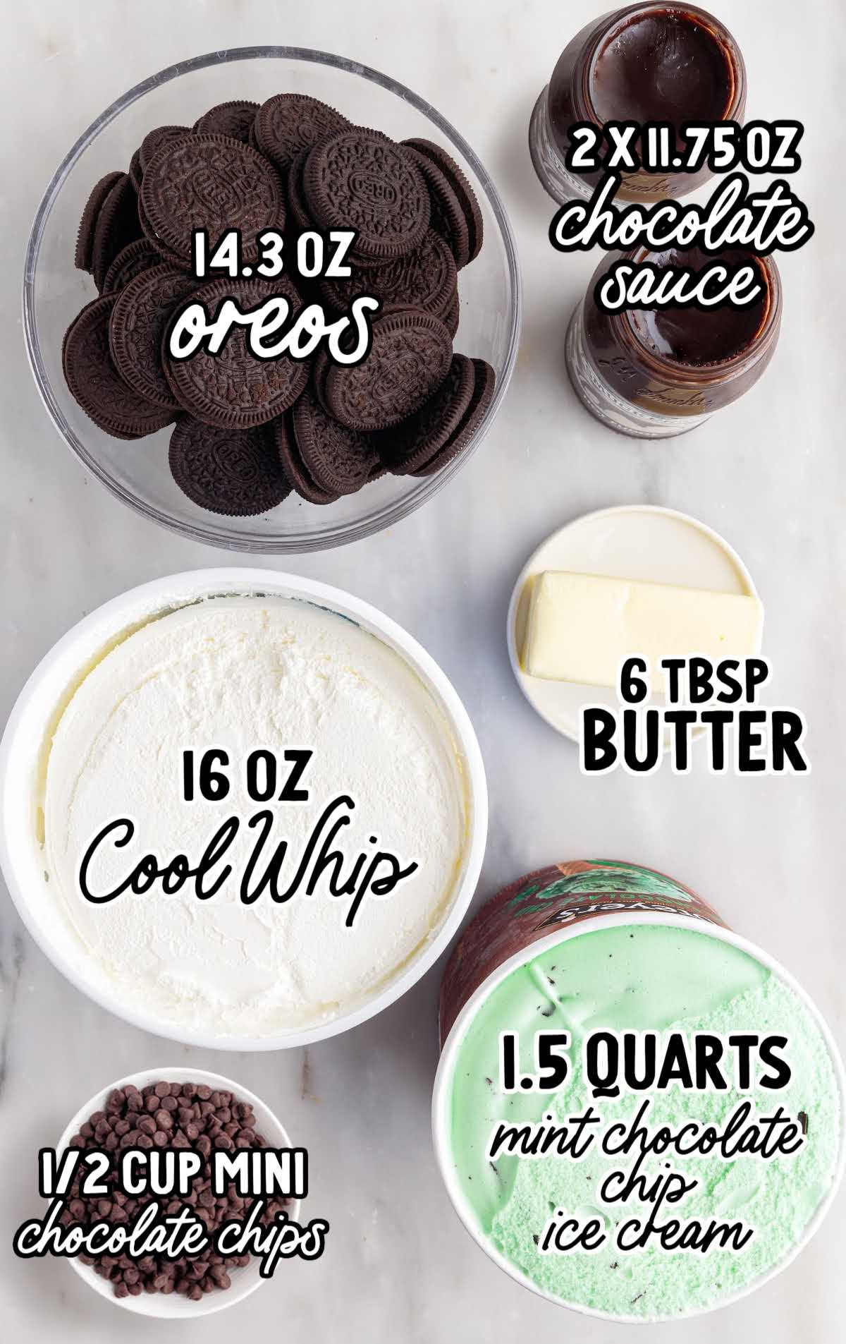 Mint Chocolate Chip Ice Cream Cake raw ingredients that are labeled