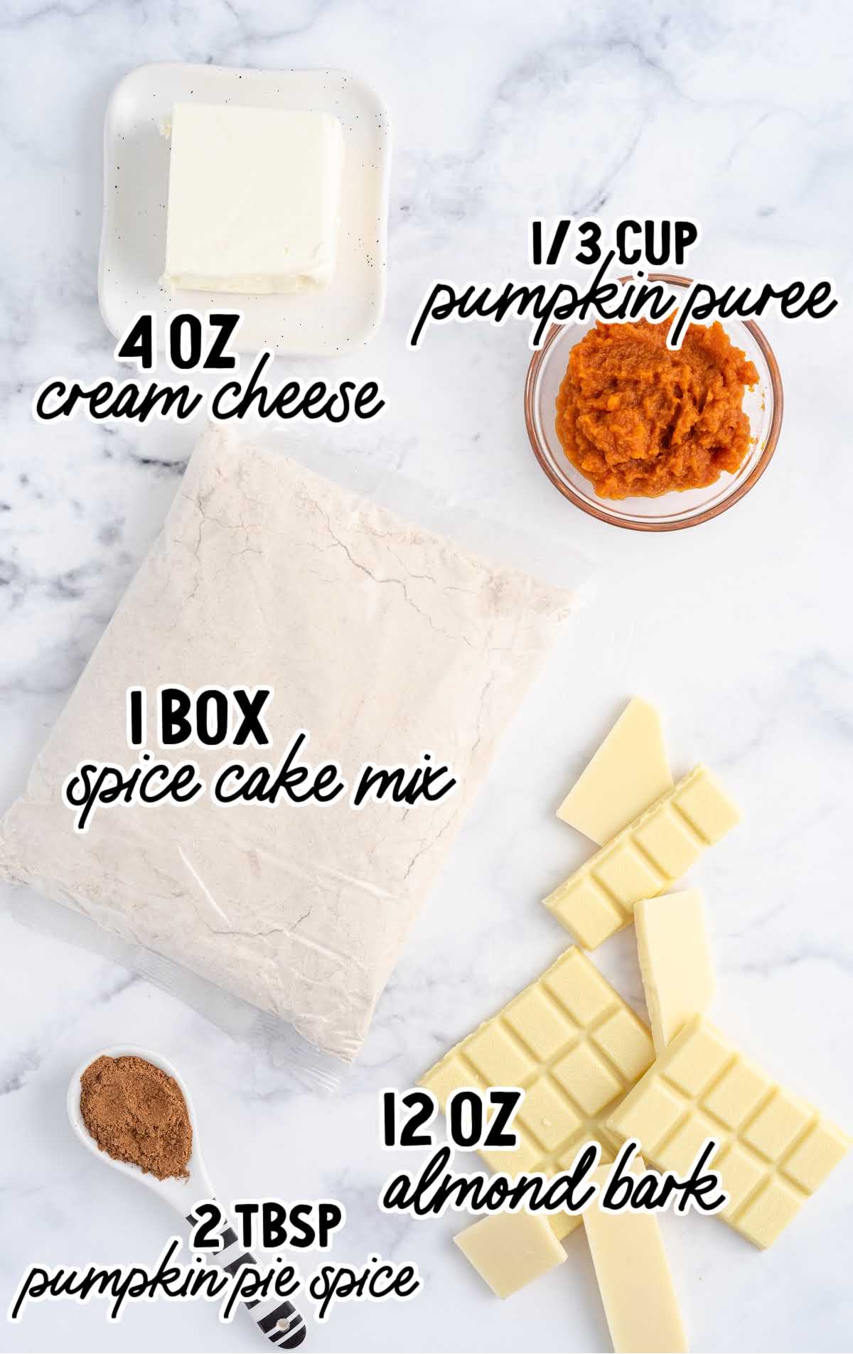 Pumpkin Spice Cheesecake Bites raw ingredients that are labeled
