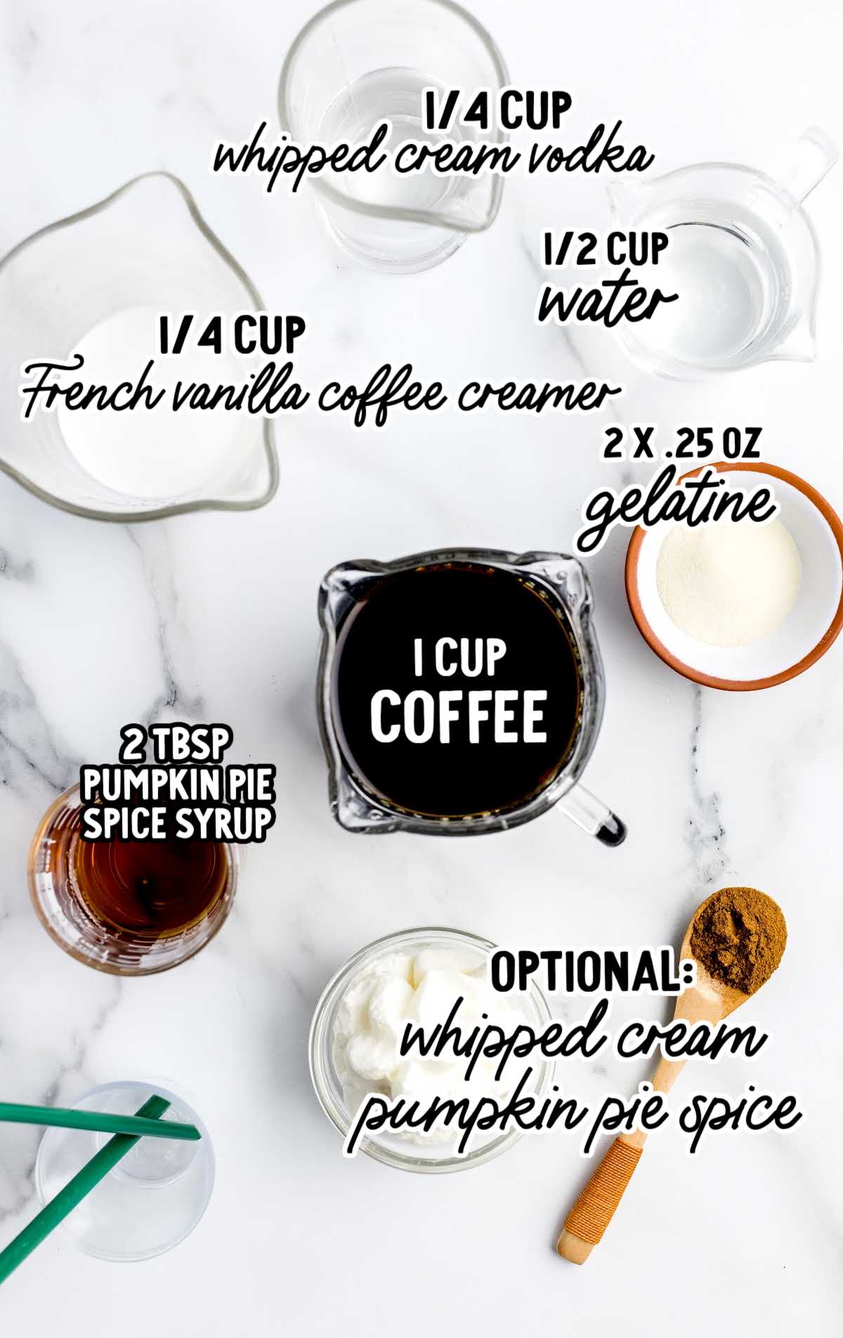 Pumpkin Spice Latte Jello Shots raw ingredients that are labeled
