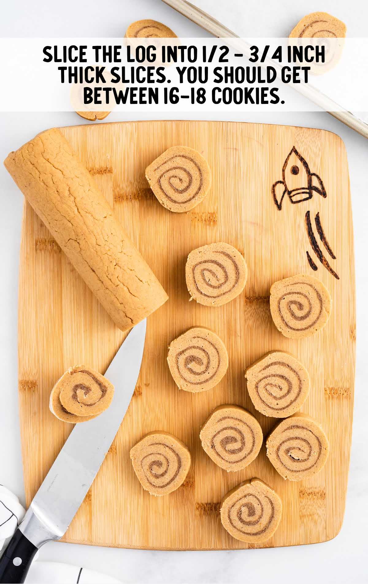 logs cut on a cutting board making 16-18 cookies