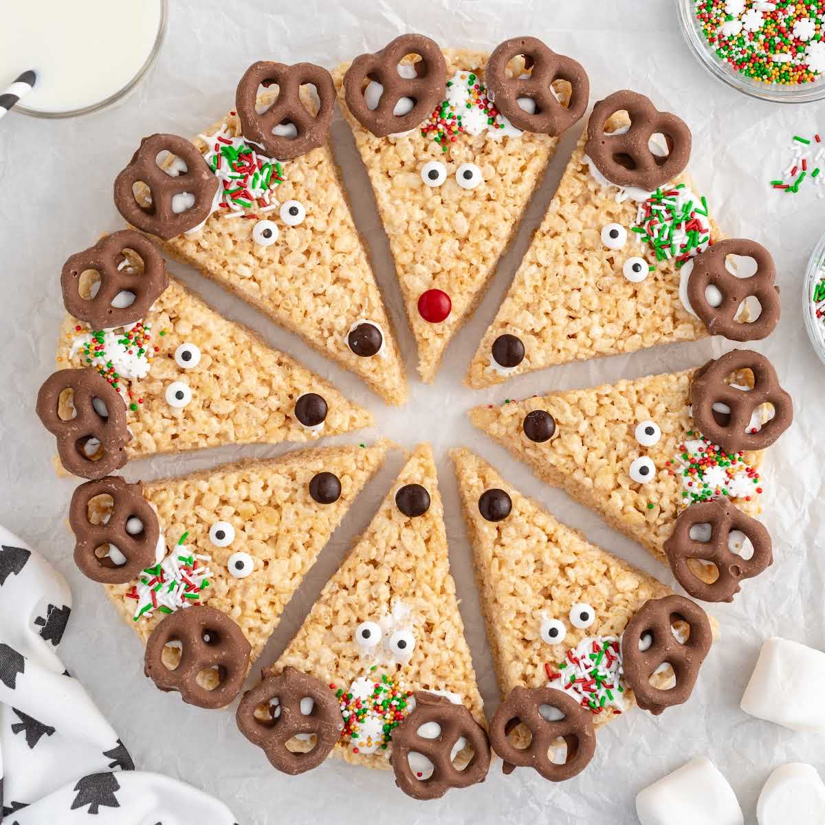 overhead shot of Reindeer Rice Krispie Treats