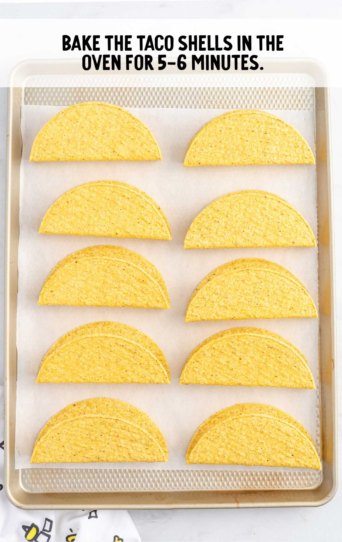 baked taco shells in a baking pan