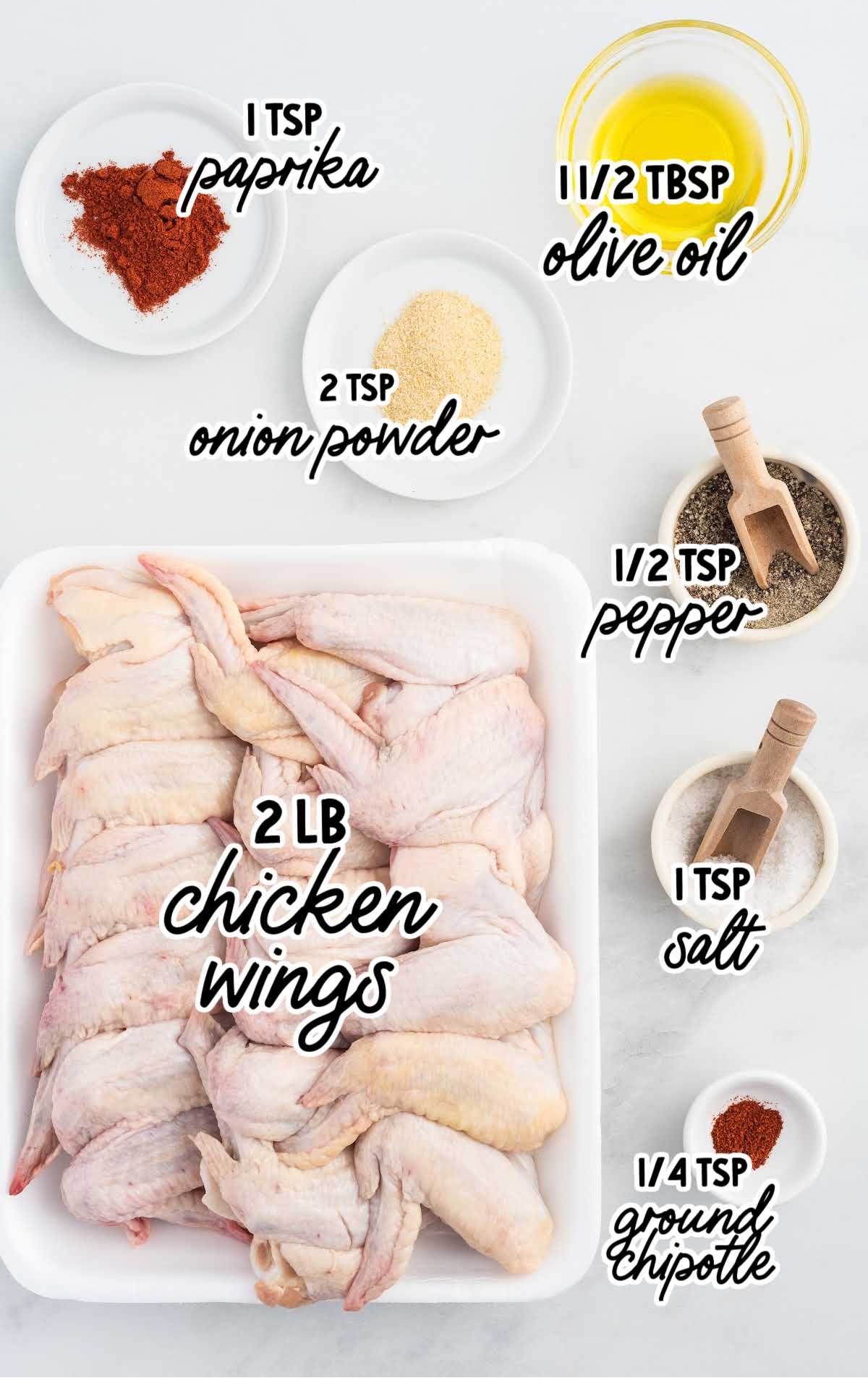 Air Fryer Chicken Wings raw ingredients that are labeled