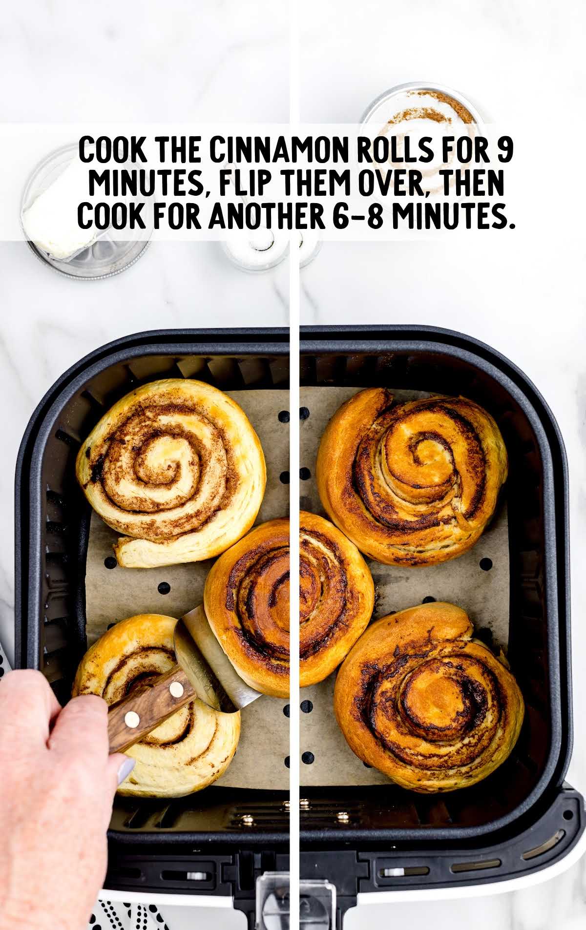 Cinnamon Rolls cooked in a air fryer