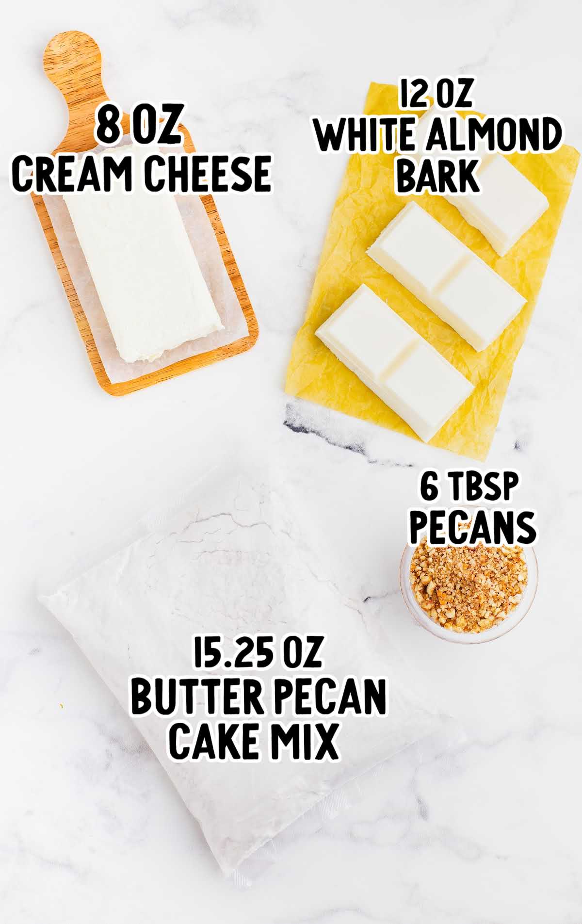 Butter Pecan Cheesecake Bites raw ingredients that are labeled