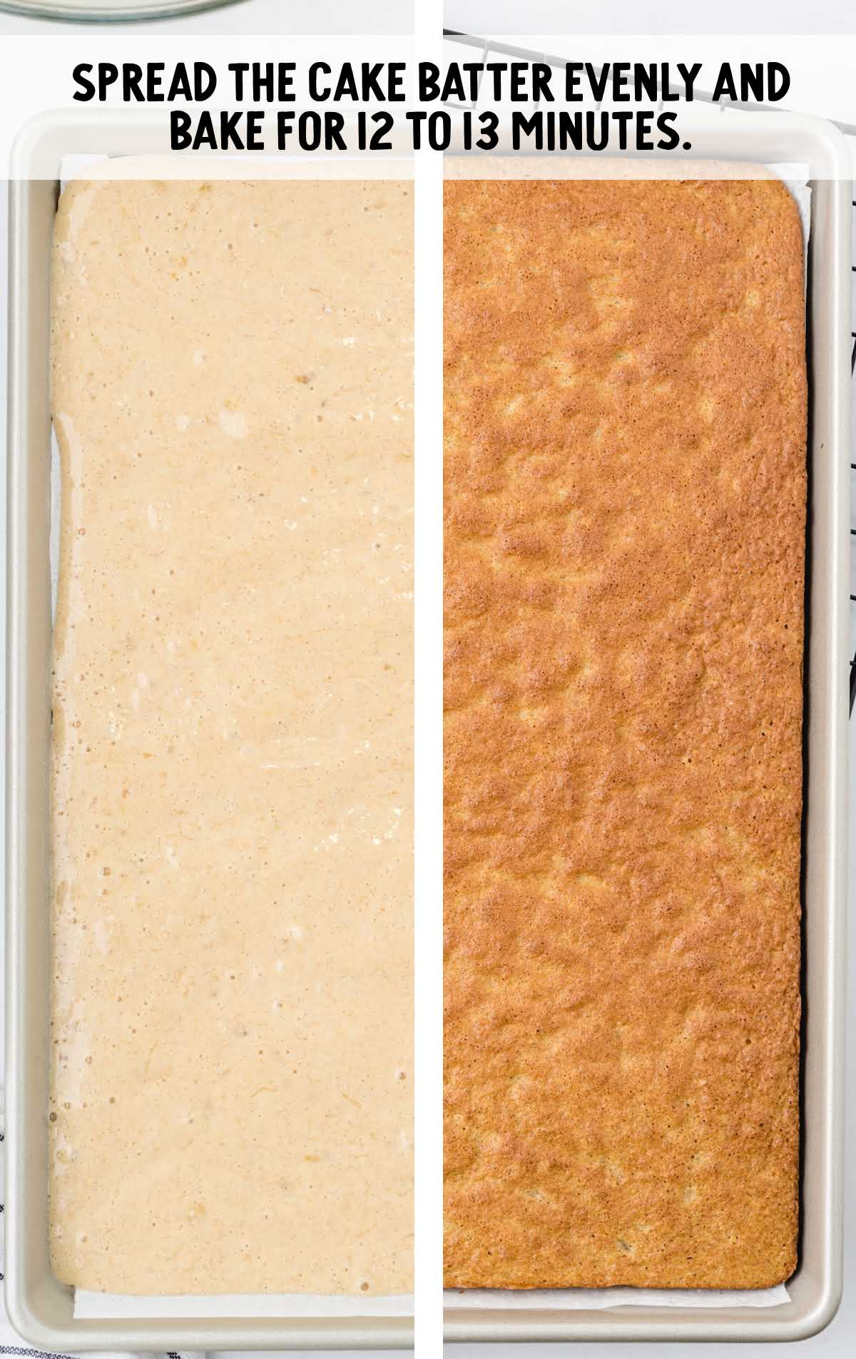 cake batter baked in a baking sheet