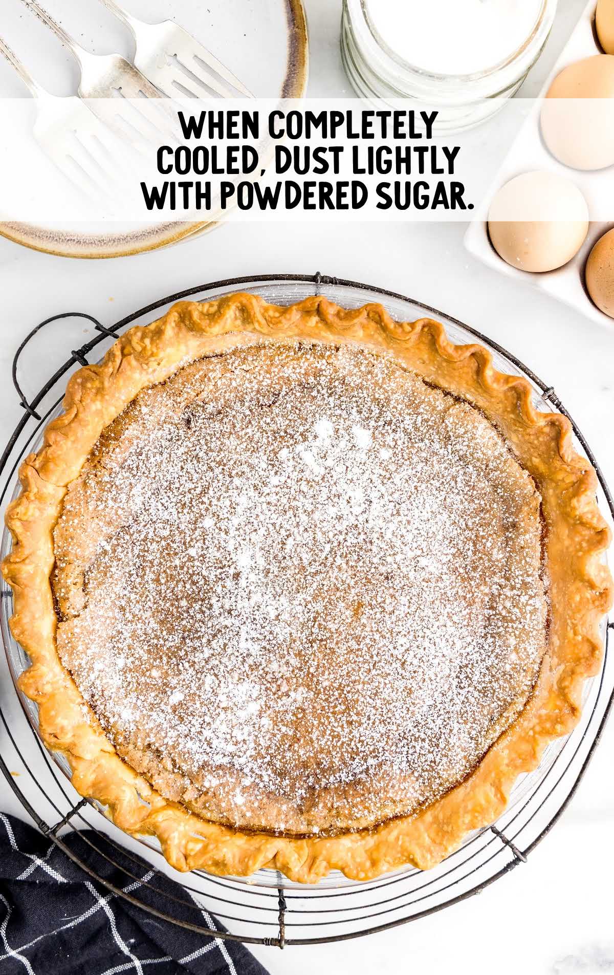 powdered sugar dusted on top of the pie