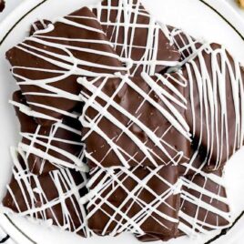 overhead shot of Chocolate Covered Graham Crackers on a plate