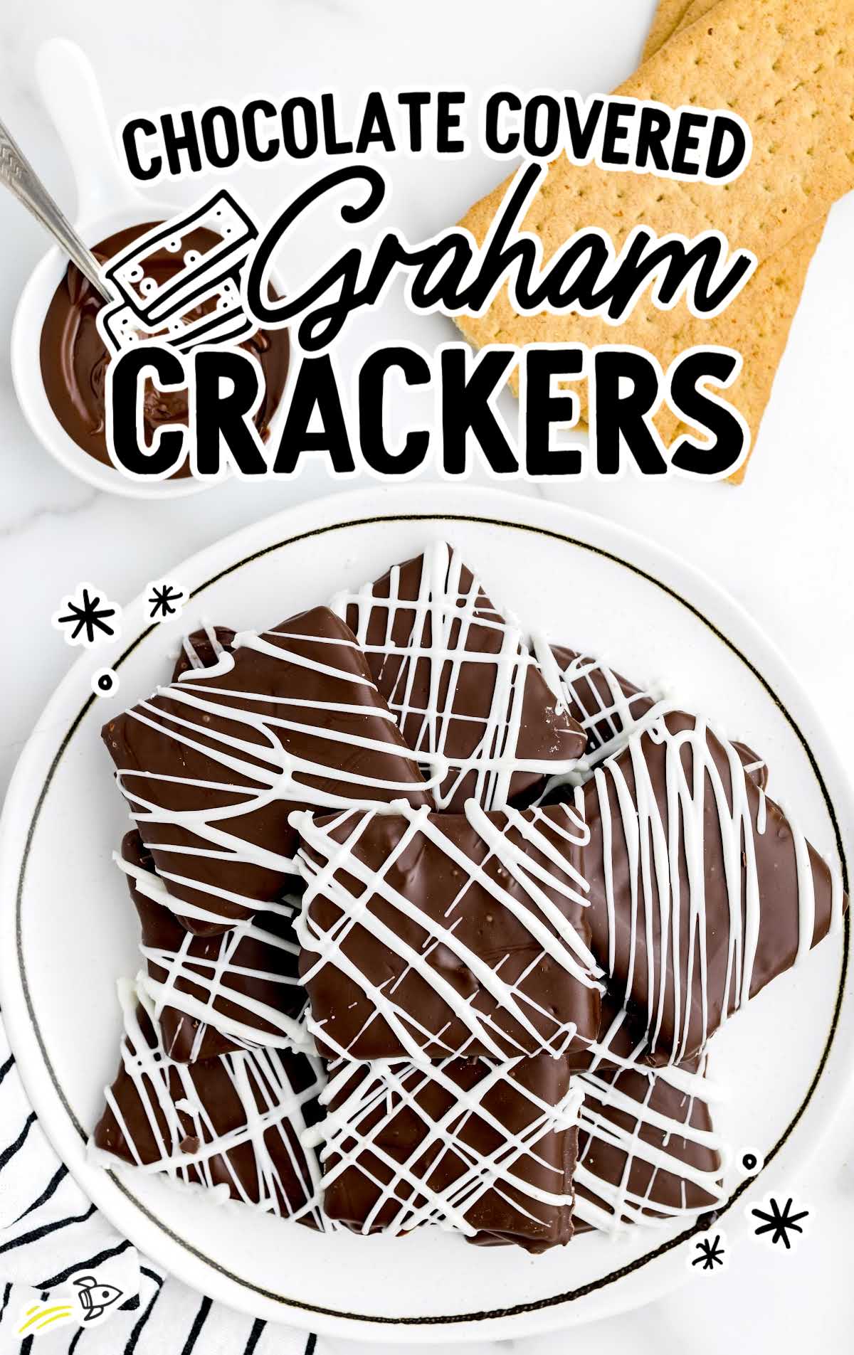 overhead shot of Chocolate Covered Graham Crackers on a plate
