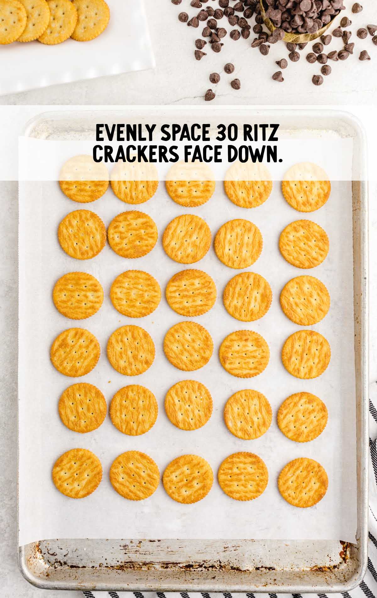 space the crackers face down on a baking sheet