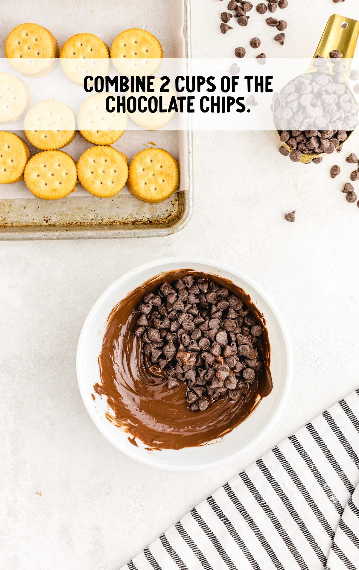 chocolate chips combined in a bowl