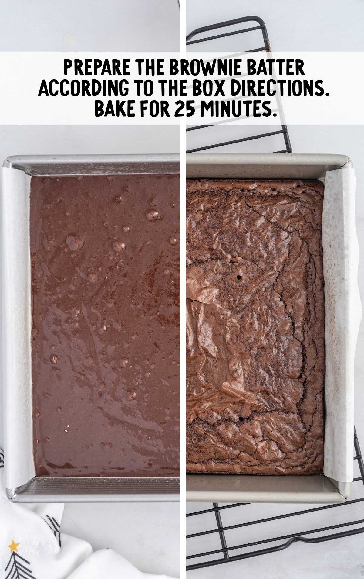 brownie batter poured into a baking dish