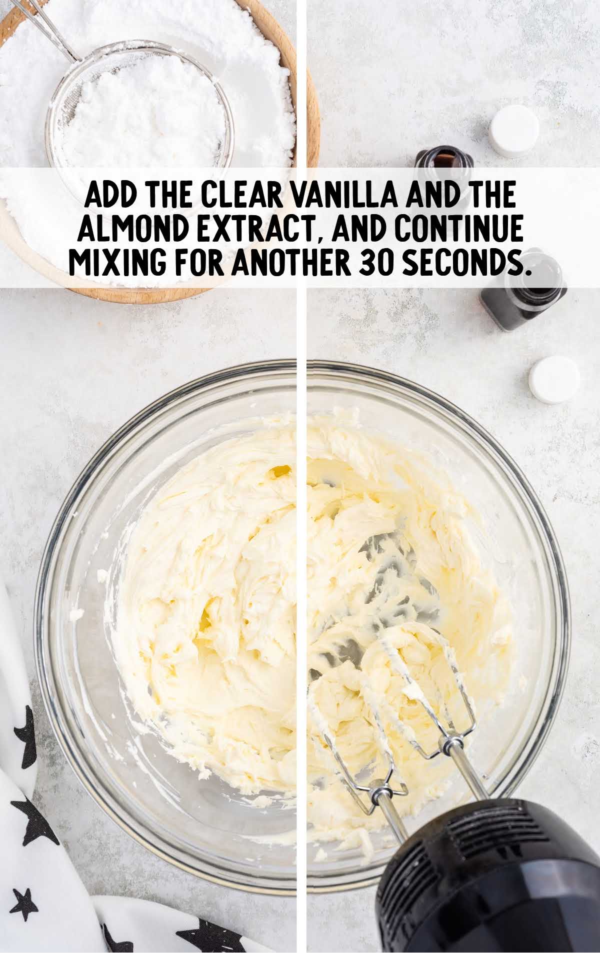vanilla and almond extract blended in a bowl