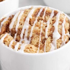 a close up shot of Coffee Cake in a Mug
