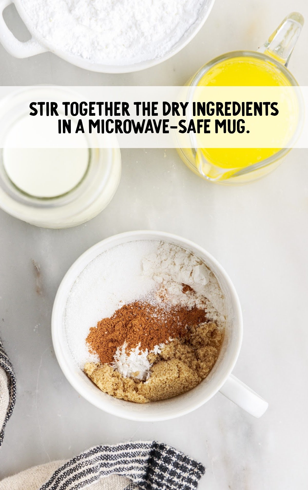 dry ingredients stirred in a mug