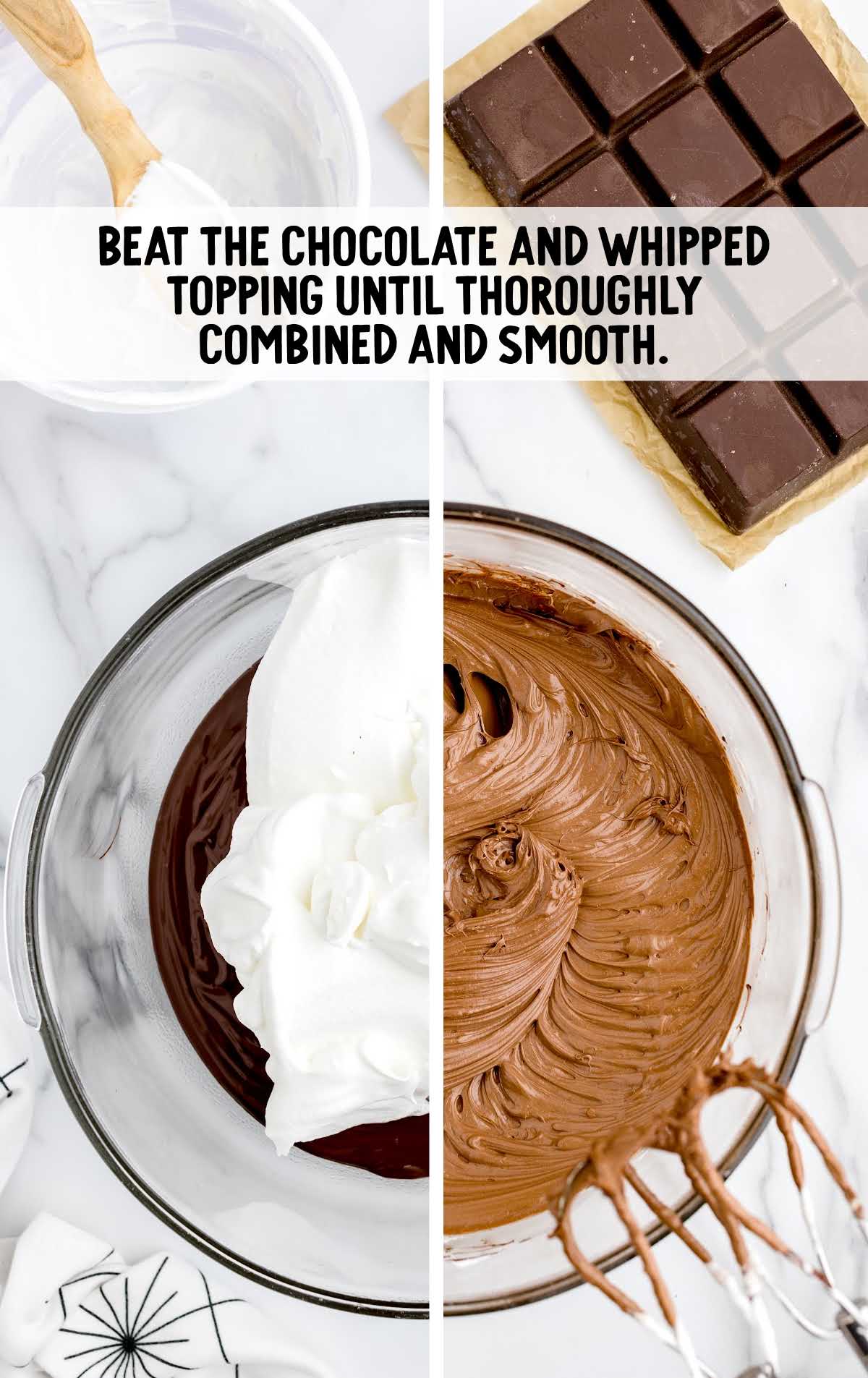 chocolate and whipped topping blended in a bowl
