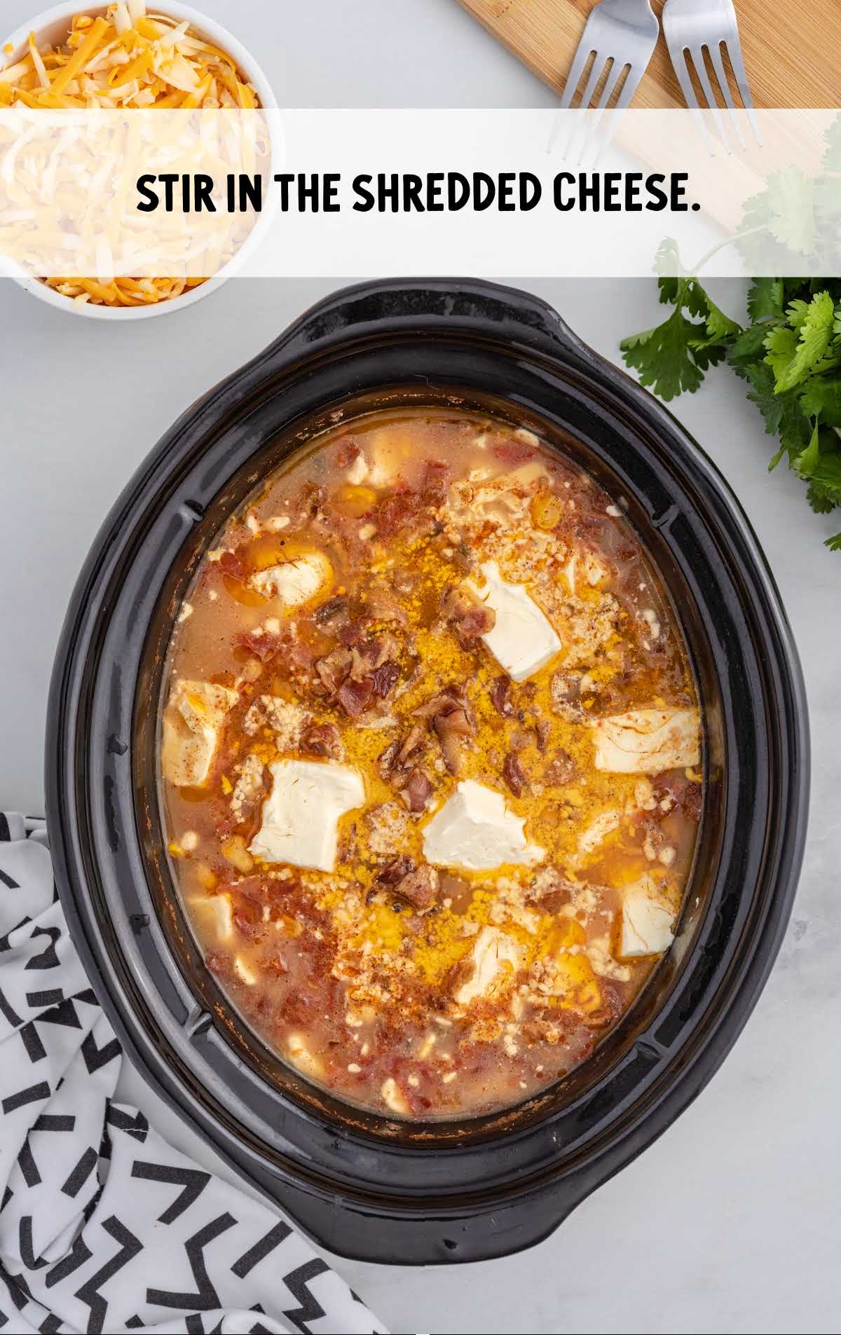 shredded cheese stirred in the crock pot