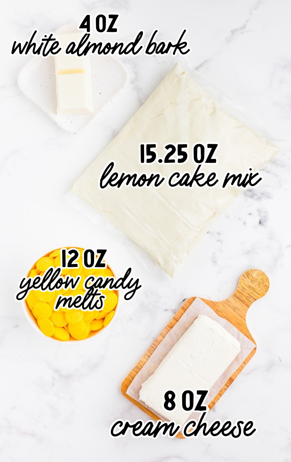 Lemon Cheesecake Bites raw ingredients that are labeled