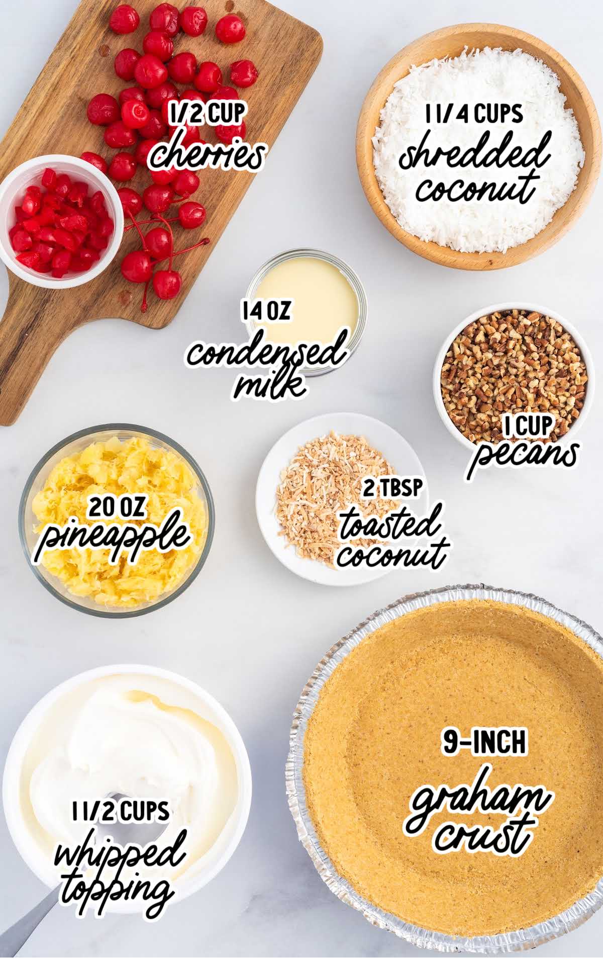 Millionaire Pie raw ingredients that are labeled