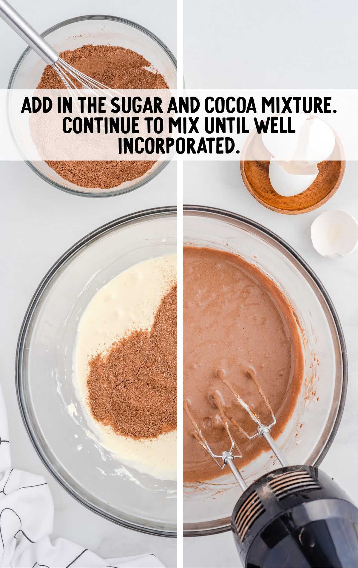 sugar and cocoa mixture blended in a bowl