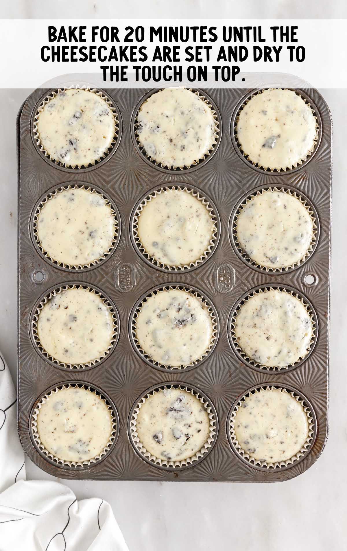 Mini Oreo Cheesecakes in a muffin pan