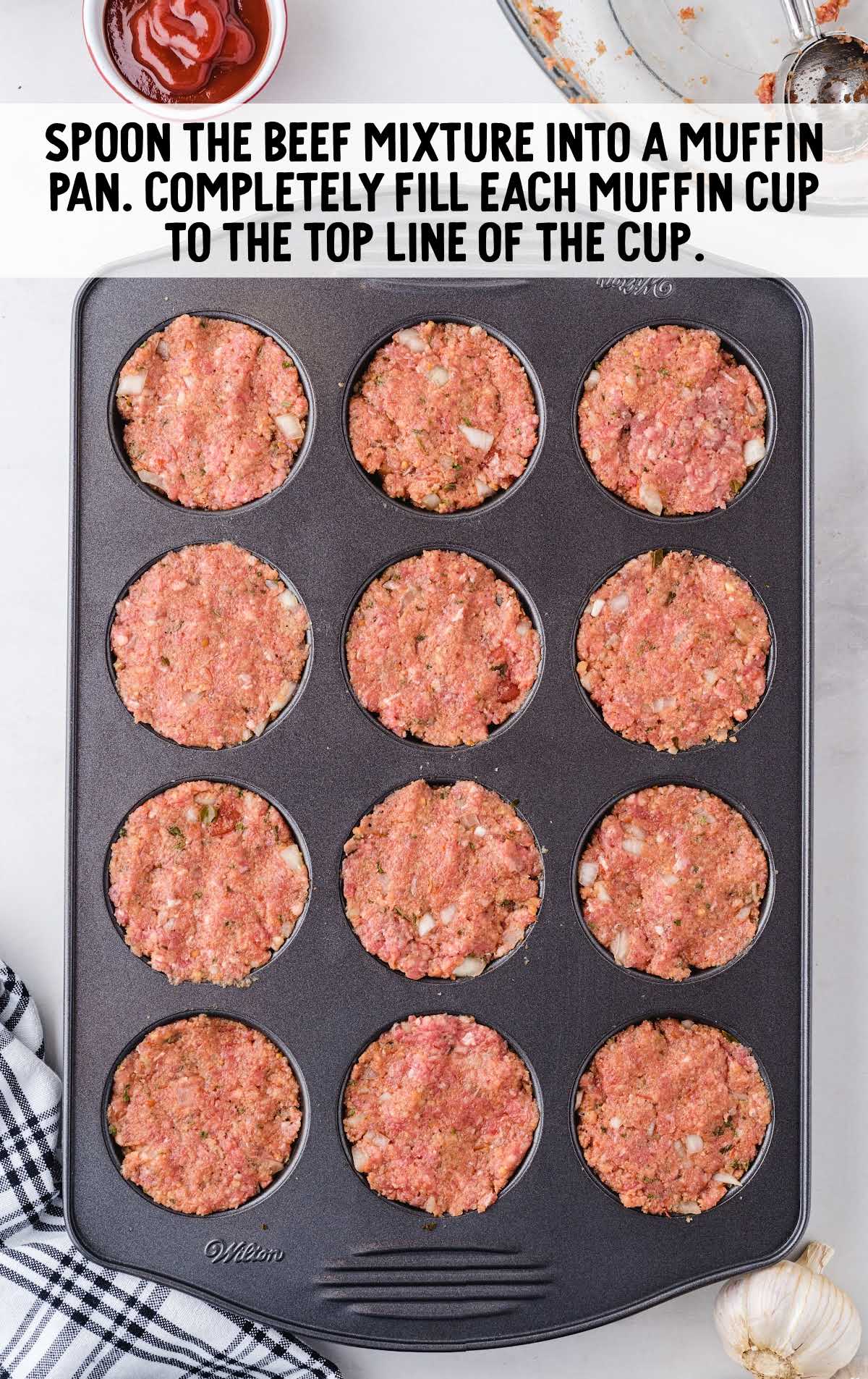 spoon beef mixture into a muffin pan