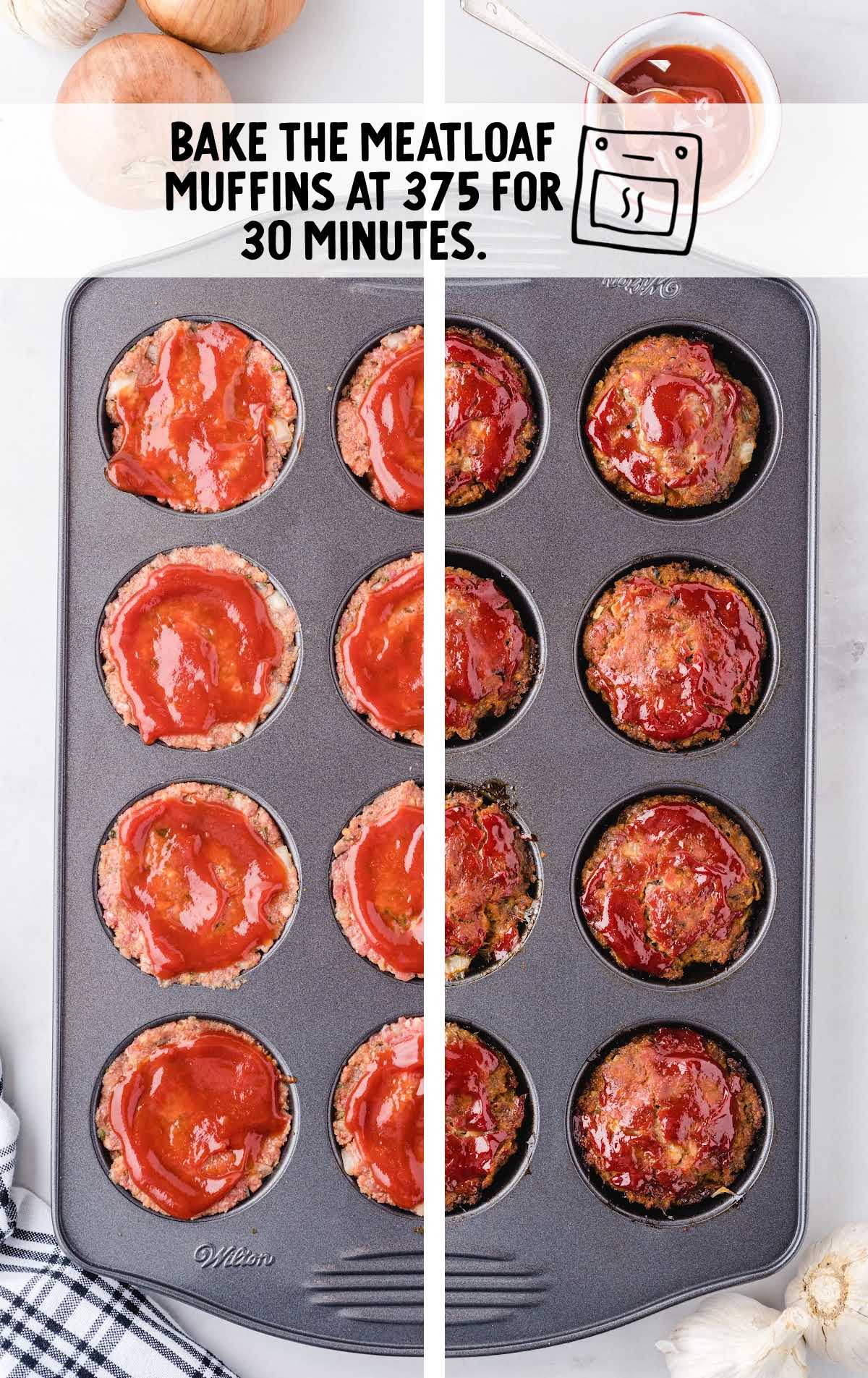 meatloaf muffins baked on a muffin pan