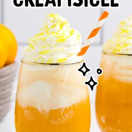 a close up shot of Orange Creamsicle Cocktails in a glass