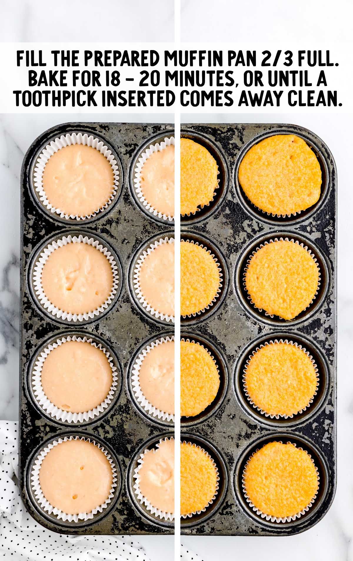 cake mix poured into muffin pan and bake