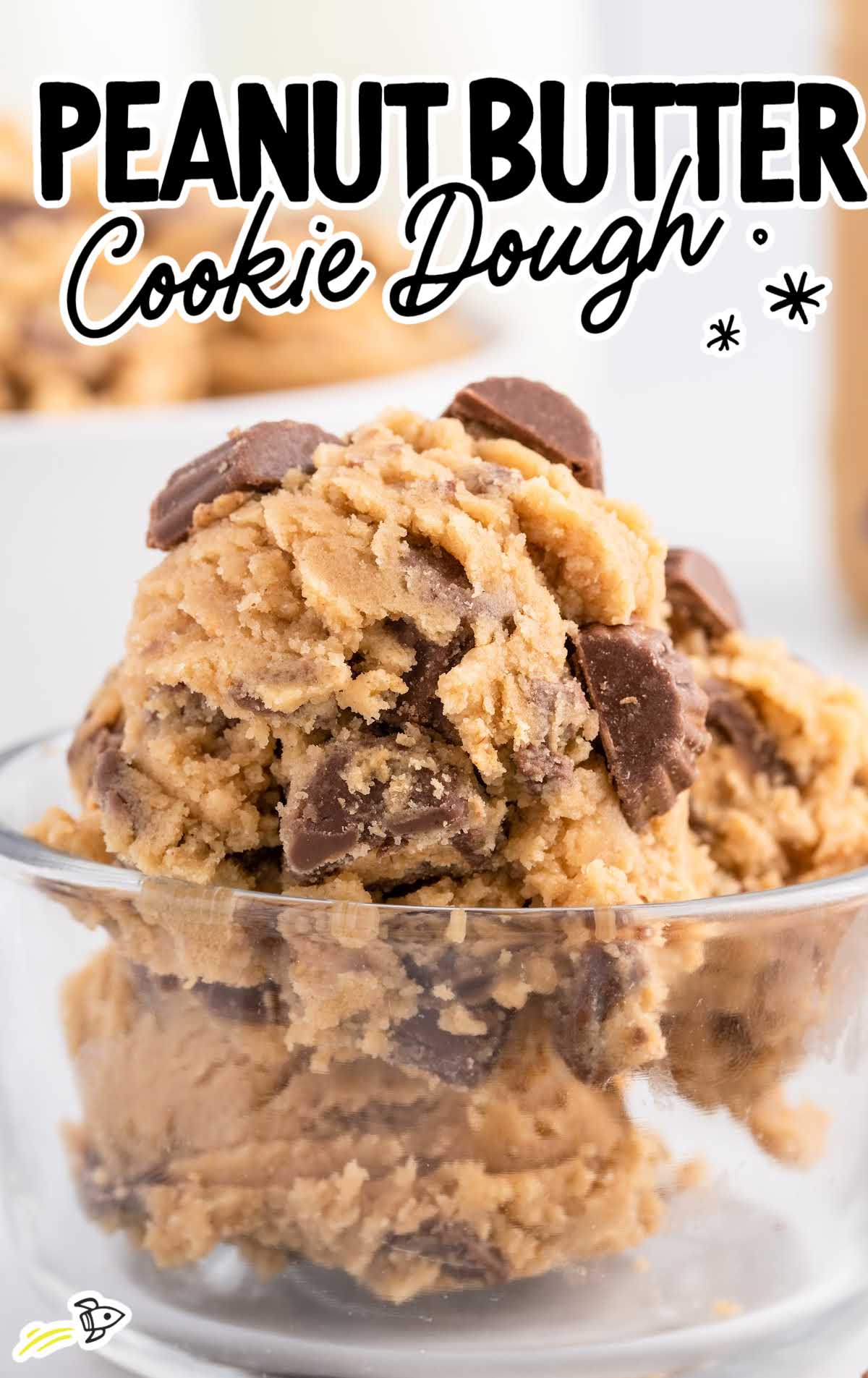 close up shot of scoops of Peanut Butter Cookie Dough in a bowl