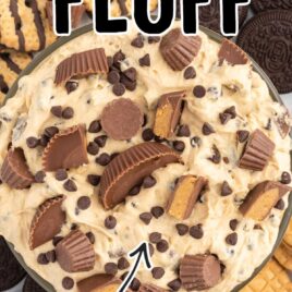 overhead shot of Peanut Butter Fluff on a tray with cookies